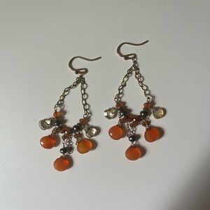 Carnelian Gemstone Gold Filled Chandelier Earrings